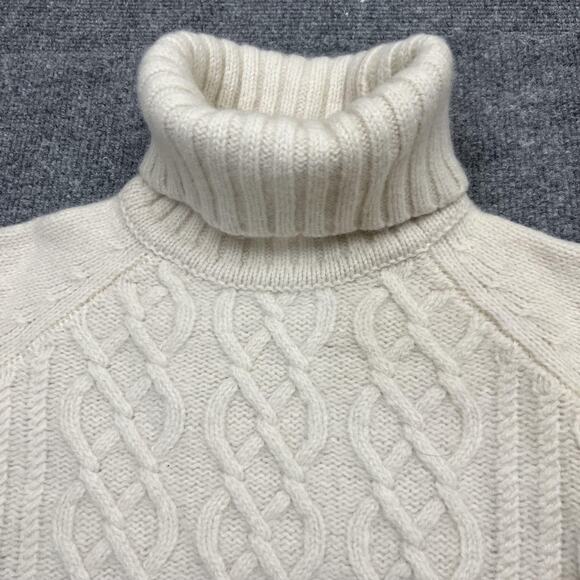 Fjallraven Sweater Womens XS Cream Ovik Cable Knit Turtleneck 100% Wool - Picture 4 of 11
